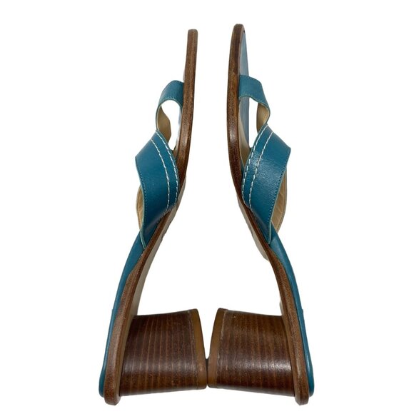 Y2K Banana Republic Square Toe Chunky Heel Size 6 Blue Leather Low Heel - Picture 5 of 7